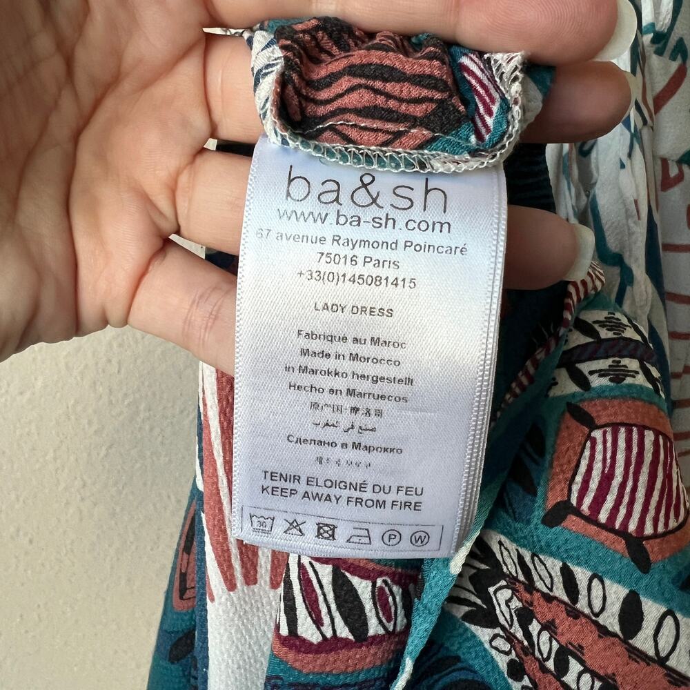 ba&sh Joyce Turquoise Boho Print Strappy Maxi Dress Size L - Picture 7 of 9